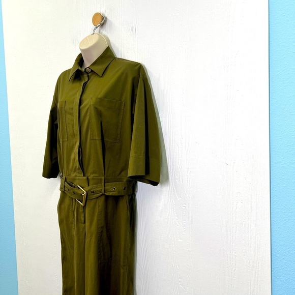 Michael Kors - Utility Army Green Stretch Organic Cotton Jumpsuit Size Small - Picture 9 of 13